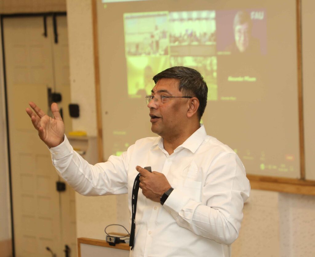 Prof. R. Srinivasan welcomes the programme directors from FAU (who joined the inauguration virtually)