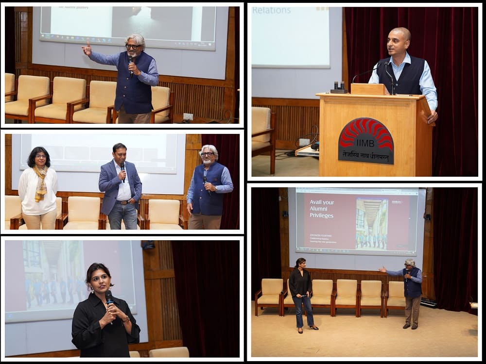 A collage of photos of updates from the IIMB Alumni office and the IIMBAA