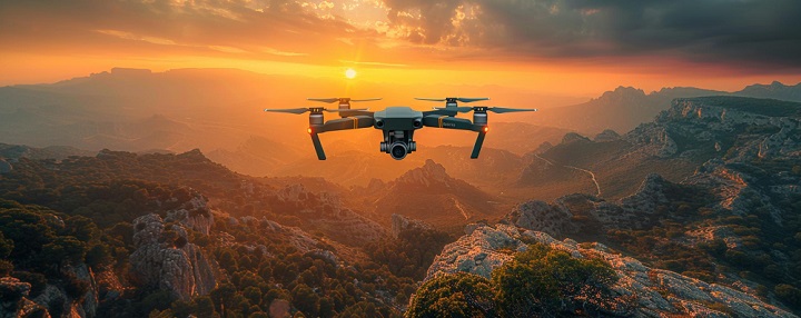 Image of a drone at great heights like the potential heights of the aviation sector